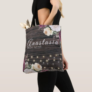 Bolso De Tela Escuadrón de novias, Boda de madera rústica