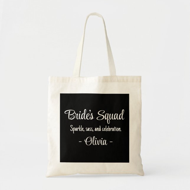 Bolso De Tela Escuadrón de novias: Espuma, sass y celebración. (Frente)