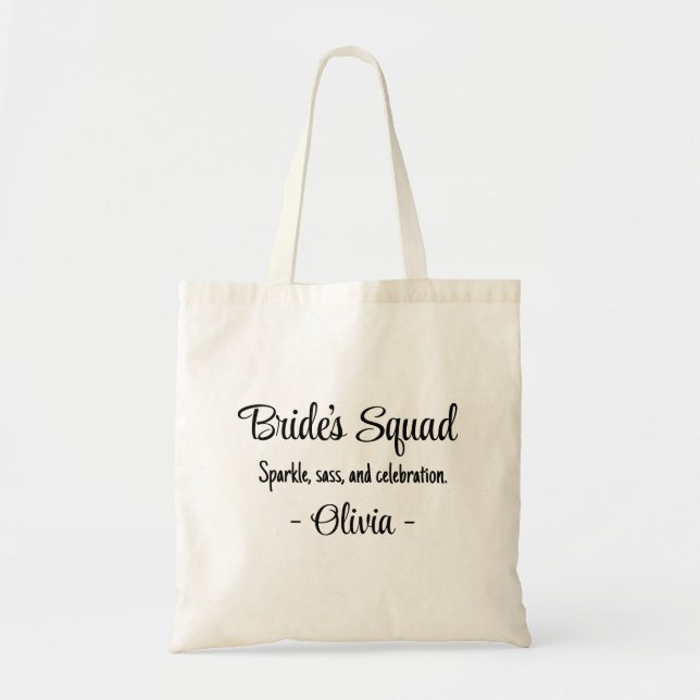 Bolso De Tela Escuadrón de novias: Espuma, sass y celebración (Frente)