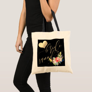 Bolso De Tela Escuadrón de novias PixDezines Flor Guión de oro f