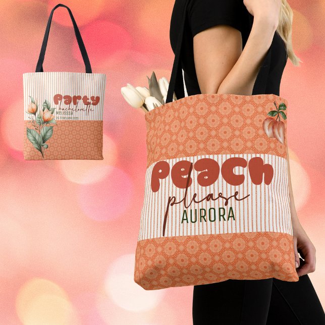 Bolso De Tela Escuadrón de Peach Savannah Bridesmaid Retro Bache (Subido por el creador)