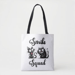 Bolso De Tela Escuadrón sonriente con diseño de gatos divertidos