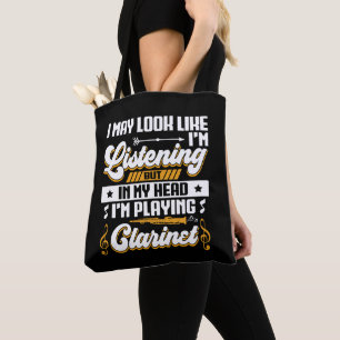 Bolso De Tela Escuchando divertida en mi cabeza estoy jugando Cl
