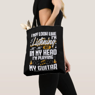 Bolso De Tela Escuchando divertida en mi cabeza estoy tocando mi