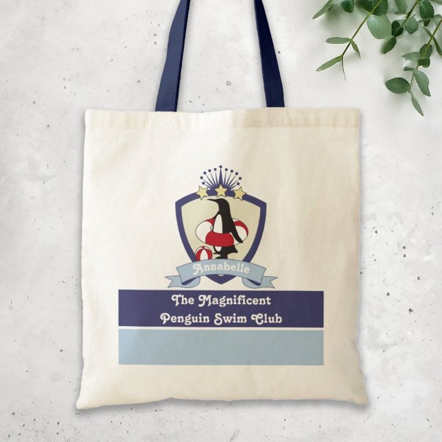Bolso De Tela Escudo Cute Penguin Kids de Natación Personalizada (Subido por el creador)