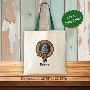 Bolso De Tela Escudo de armas del Clan Malcolm sobre tartán