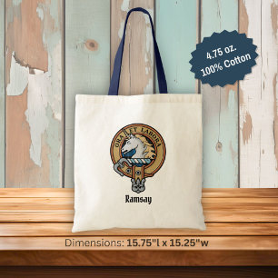 Bolso De Tela Escudo del Clan Ramsay sobre Tartán de Caza Azul