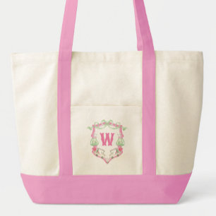 Bolso De Tela Escudo Monograma del Coche de Golf Rosa y Verde de