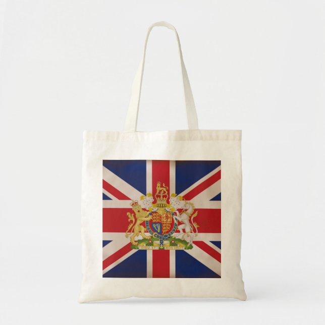 Bolso De Tela Escudo real en la bandera de Union Jack (Frente)