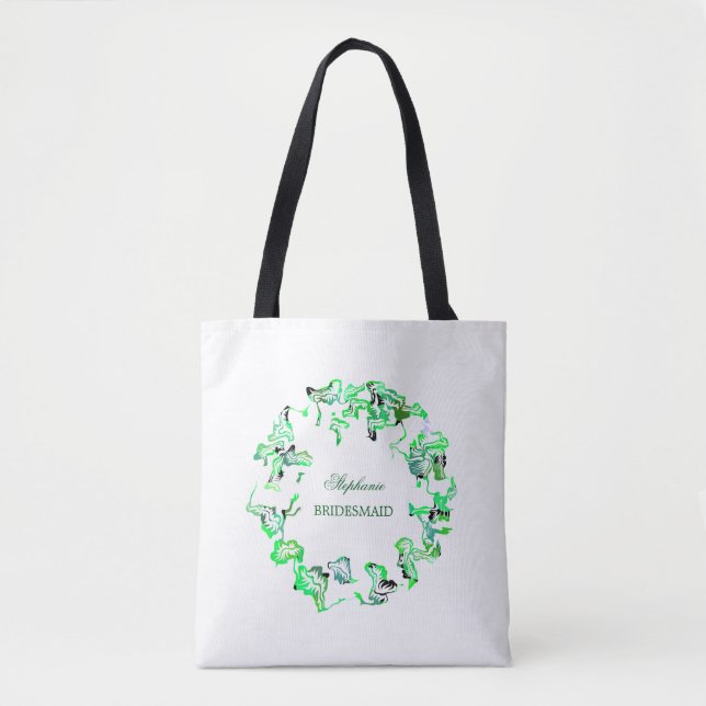 Bolso De Tela Escudo Verde Bodas de nombre personalizado para da (Anverso)