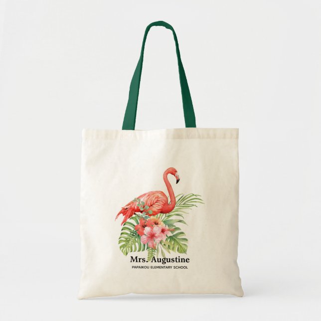 Bolso De Tela Escuela de Flamingo para profesores personalizados (Frente)