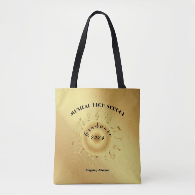 Bolso De Tela Escuela de Música elegante Graduación faux gold (Anverso)