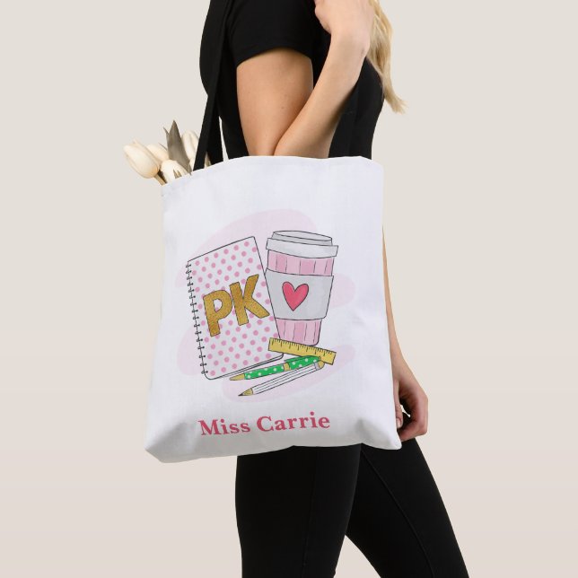Bolso De Tela Escuela de personalizado Pink Pre Kindergarten (Detalle)
