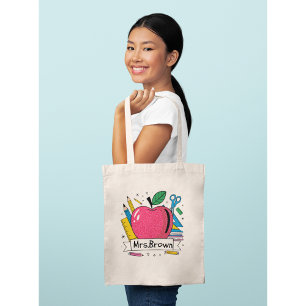 Bolso De Tela Escuela personalizada colorida de profesores