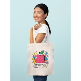 Bolso De Tela Escuela personalizada colorida de profesores