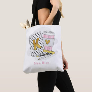 Bolso De Tela Escuela personalizado de Jardines de Infantes Blan