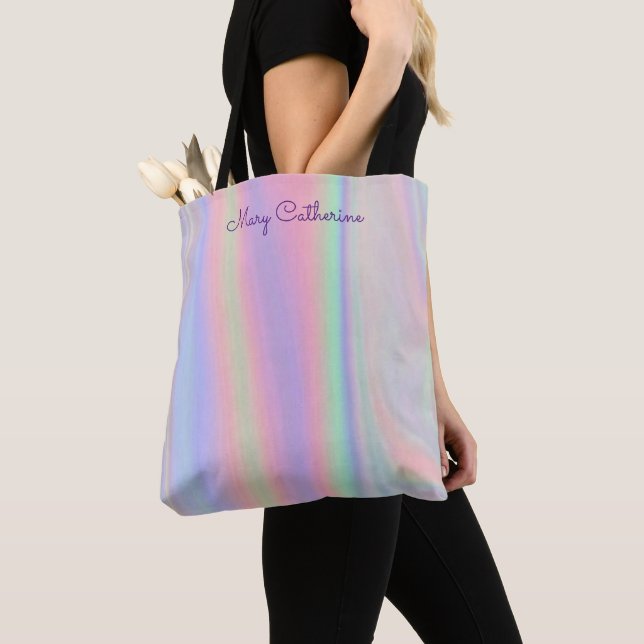 Bolso De Tela Escuela Rosa holográfica (Detalle)