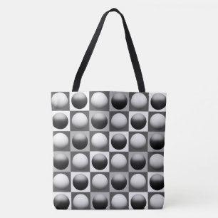 Bolso De Tela Esferas de arte pop, negro, blanco y gris / gris