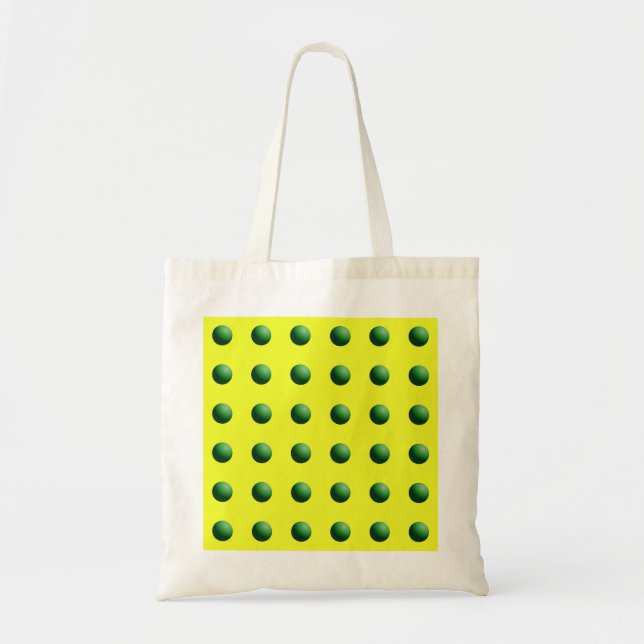 Bolso De Tela Esferas Verdes sobre Amarillo (Frente)