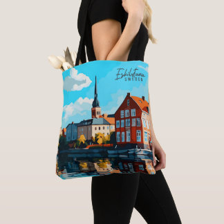 Bolso De Tela Eskilstuna Suecia Ilustracion de viajes de arte vi