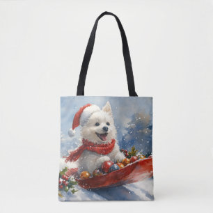 Bolso De Tela Eskimal Americano en Trineo Deja que Nieve Navidad