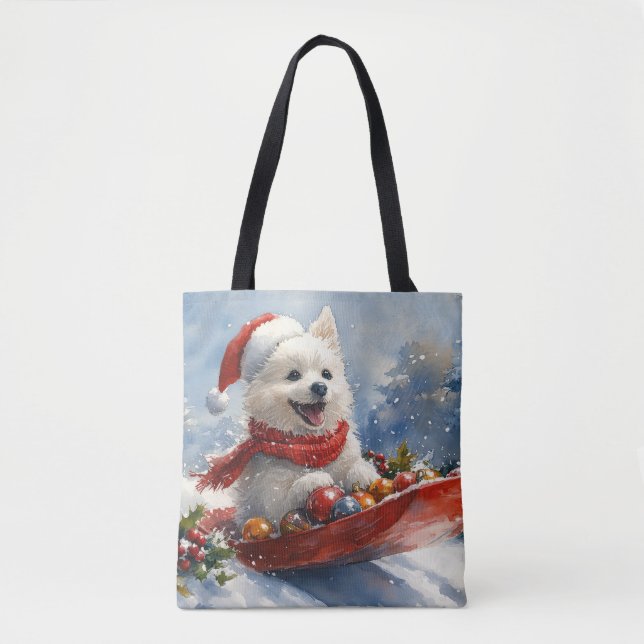 Bolso De Tela Eskimo americano en Sledge Let it Snow Navidades (Anverso)