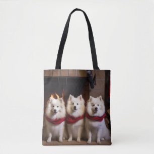 Bolso De Tela Eskimo Americano junto a la Chimenea Navidad
