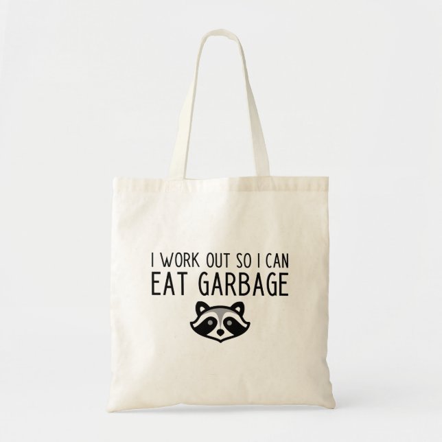 Bolso De Tela Eslogan divertido de ejercicio de mapache (Frente)