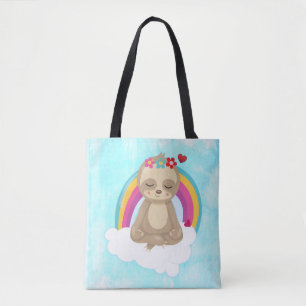 Bolso De Tela Eslogan marrón, meditando en una nube