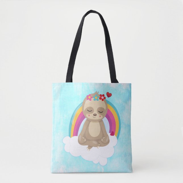 Bolso De Tela Eslogan marrón, meditando en una nube (Anverso)