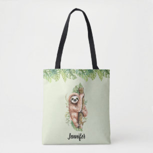 Bolso De Tela Eslora de acuarela y hojas tropicales