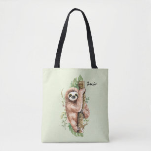 Bolso De Tela Eslora de acuarela y hojas tropicales