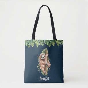Bolso De Tela Eslora de acuarela y hojas tropicales