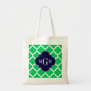 Bolso De Tela Esmeralda Blanca Marroquí #5 Azul Marino 3 Monogra