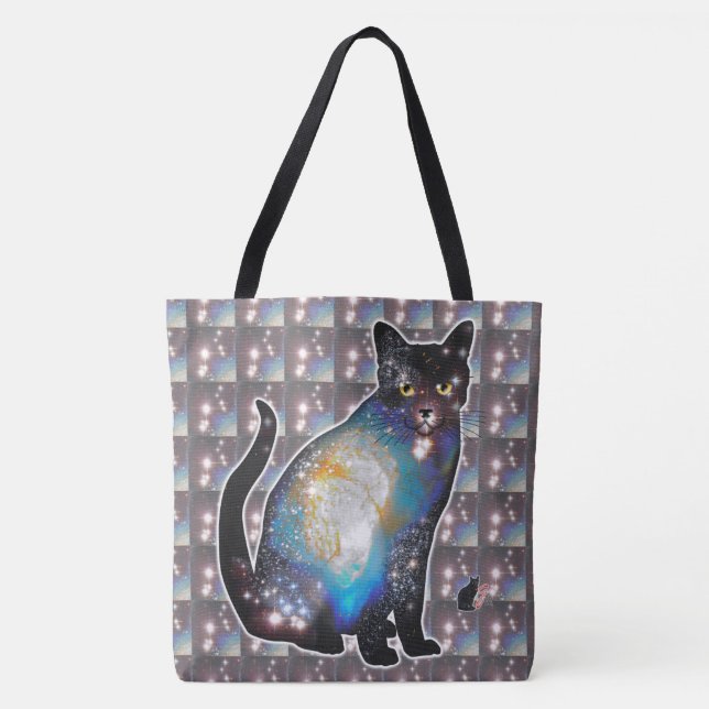 Bolso De Tela Espacio Cosmos En Gato (Anverso)