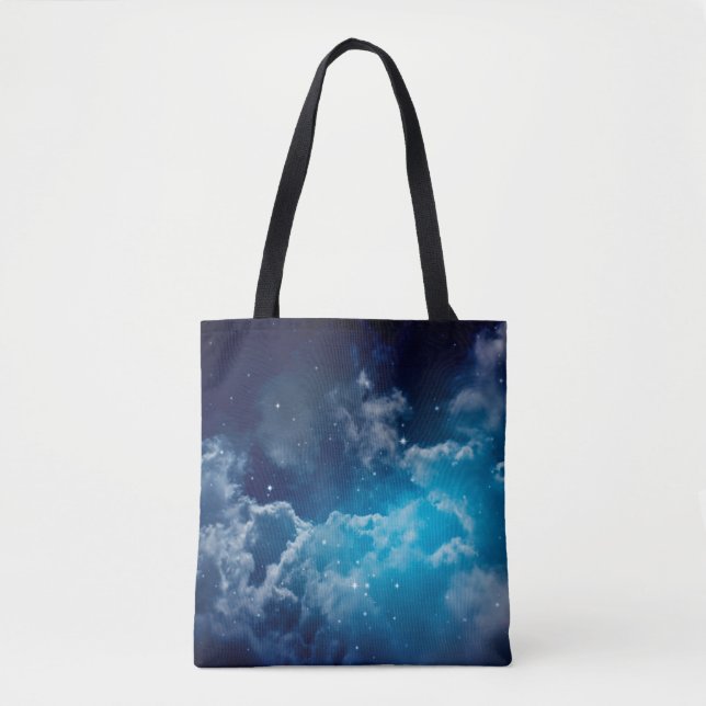 Bolso De Tela Espacio de cielo nocturno con nubes y estrellas,no (Anverso)