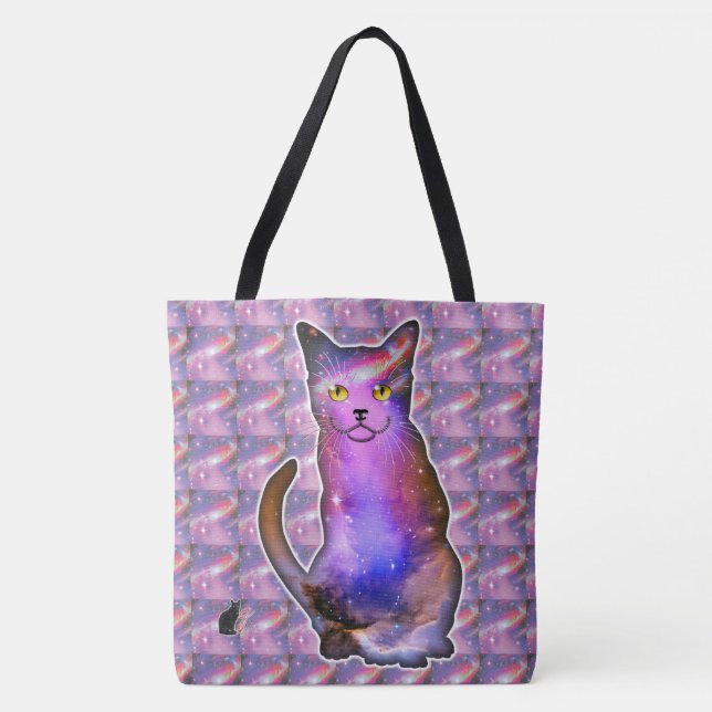 Bolso De Tela Espacio de cometas en gato (Anverso)