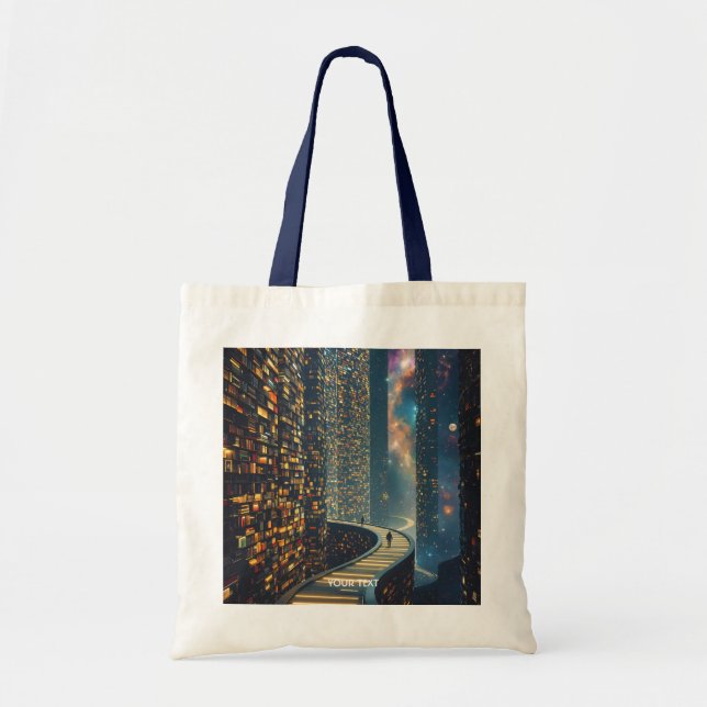Bolso De Tela Espacio de escaleras de la biblioteca Fantasy Cute (Frente)