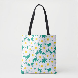 Bolso De Tela Espacio negativo Daisies amarillo blanco sobre ver