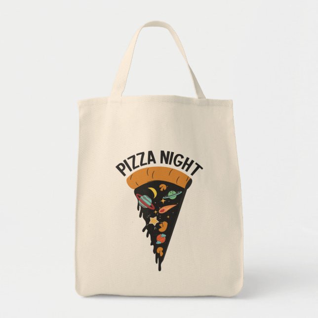 Bolso De Tela Espacio nocturno de Pizza (Frente)