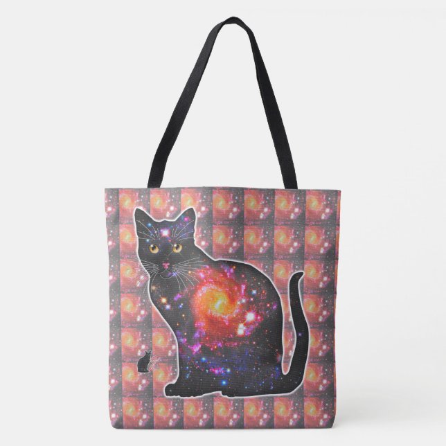 Bolso De Tela Espacio Quasar En Gato (Anverso)