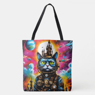 Bolso De Tela Espacio Steampunk Cat II