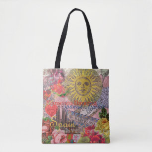 Bolso De Tela España Vintage Sol Viaje Collage Retro Europa