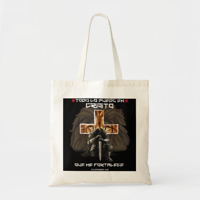 Bolso De Tela Español Regalos Cristianos Españoles Cruz de León  (Frente)