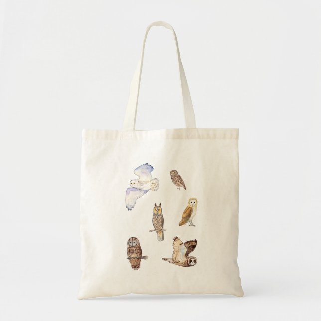 Bolso De Tela Especie del búho de las islas británicas (Frente)