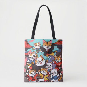 Bolso De Tela Espectacular Gato Kung-Fu