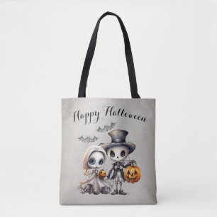 Bolso De Tela Espectacular muñeca fantasma y esqueleto Halloween