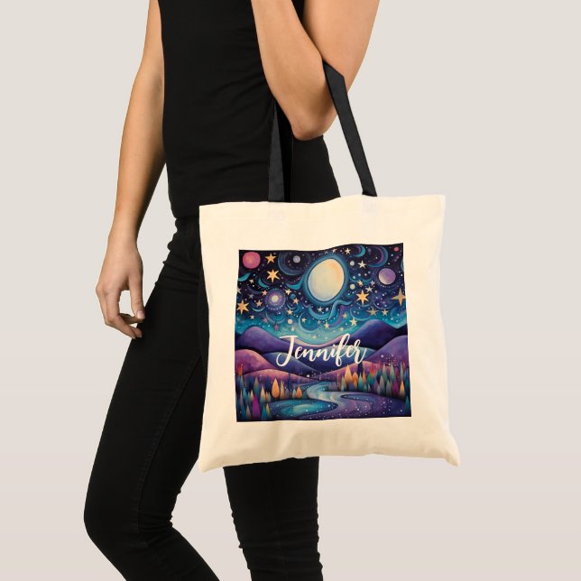 Bolso De Tela Espectacular paisaje nocturno de la luna grande (Anverso (producto))