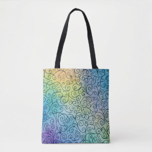 Bolso De Tela Espectacular patrón de Swirl negro Resumen colorid