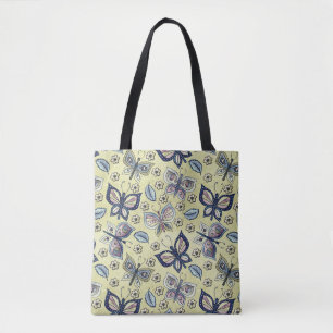 Bolso De Tela Espectacular patrón sin soldadura de mariposa azul